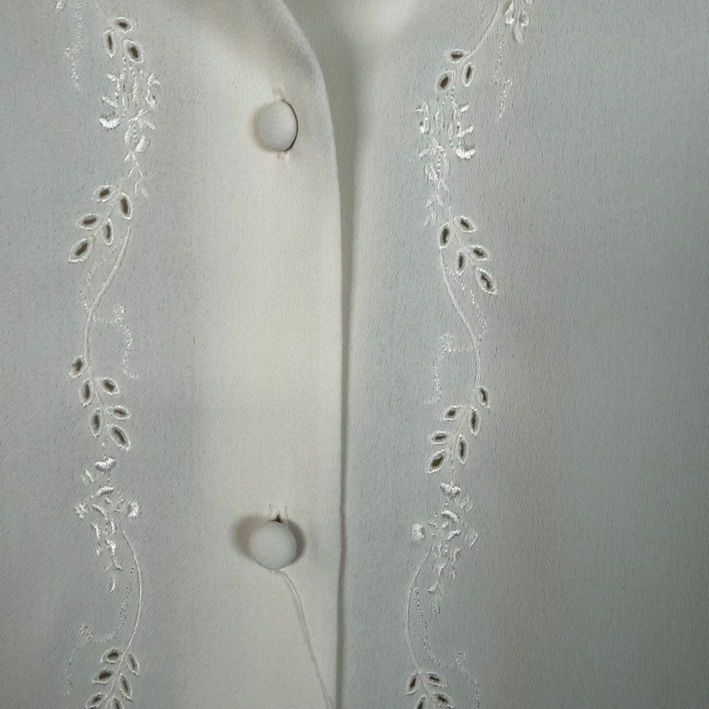 Koret Cream Embroidered Collar Front Placket 18W Button Down Dress Shirt 18W - Picture 6 of 12